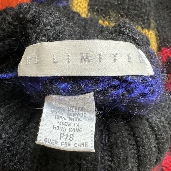 The Limited Vintage Multi Pattern Colorblock Turtleneck Sweater Size S Mohair - Picture 7 of 7